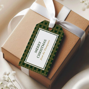 Classic Christmas Green and Yellow Gold Plaid Gift Tags