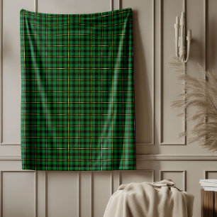 Classic Christmas Green Gold Tartan Plaid  Fleece Blanket