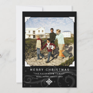 Classic Christmas Greeting Photo Card Black White