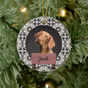 classic christmas holiday Custom Dog Photo Ceramic Tree Decoration