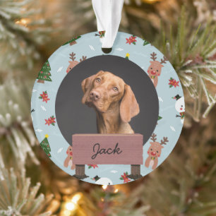 classic christmas holiday Custom Dog Photo  Ornament