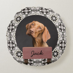 classic christmas holiday Custom Dog Photo Round Cushion
