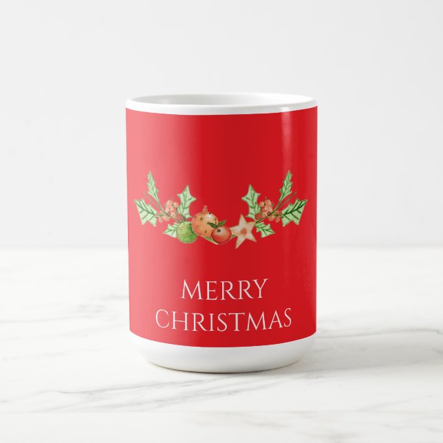 Classic christmas holly and pine cone design coffee mug (Center)