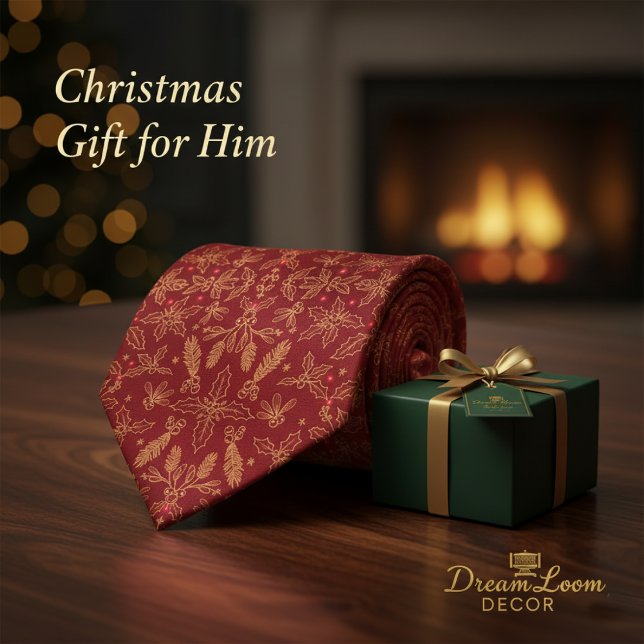 Classic Christmas Holly Mistletoe Pattern Tie (Creator Uploaded)