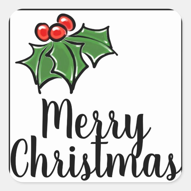 Classic Christmas holly modern minimalist  Square Sticker (Front)