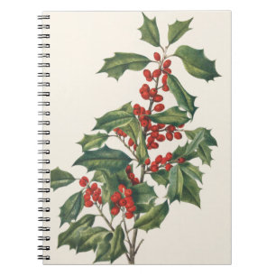 Classic Christmas Holly with Red Berries Art Notebook