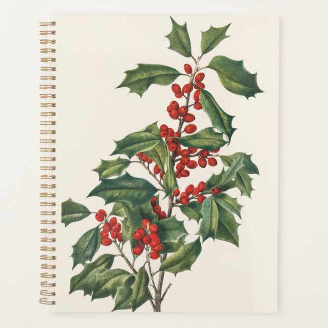 Classic Christmas Holly with Red Berries Art Planner (Front)