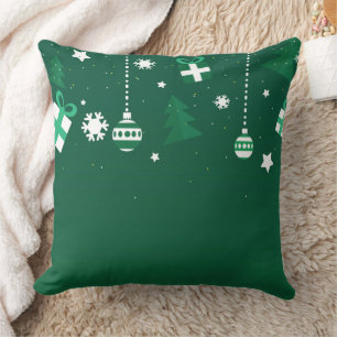 Classic Christmas Icons – Green Holiday Pillow