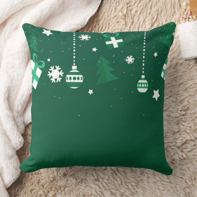 Classic Christmas Icons – Green Holiday Pillow (Blanket)