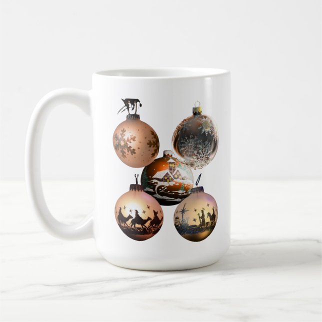 Classic Christmas Ornament Assortment Coffee Mug (Left)
