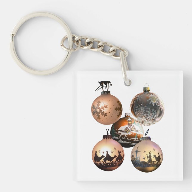 Classic Christmas Ornament Assortment Key Ring (Front)