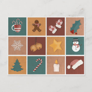 Classic Christmas Ornaments Decorations  Holiday Postcard