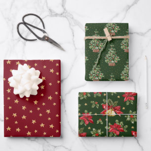 Classic Christmas Pattern Wrapping Paper Sheet