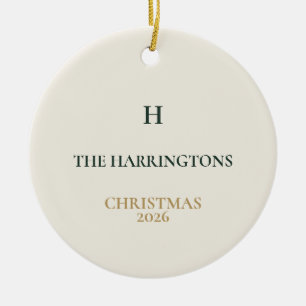 Classic Christmas Personalized Family Monogram Ceramic Tree Decoration