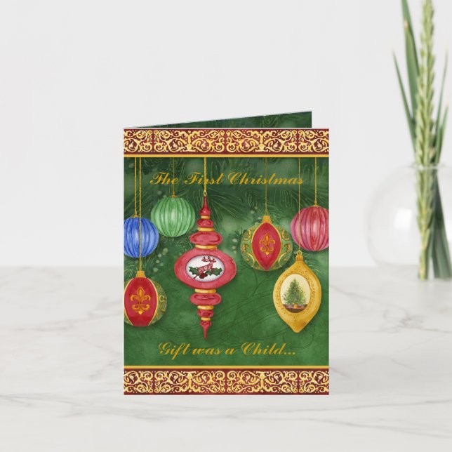 Classic Christmas Photo Birth Announcement (Front)