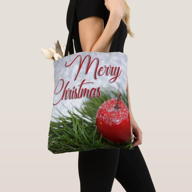 Classic Christmas Pine and Cheer Tote Bag (Close Up)