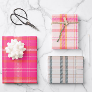 Classic Christmas Plaid collection Pink Collection Wrapping Paper Sheet