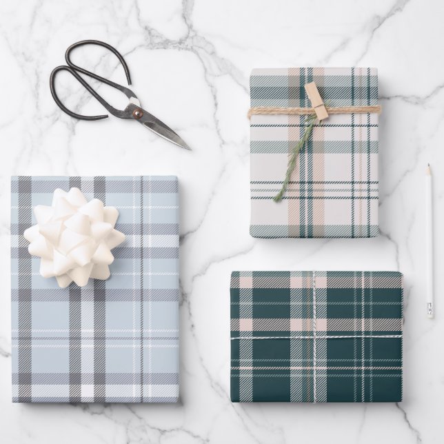 Classic Christmas Plaid collection Wrapping Paper Sheet (Front)