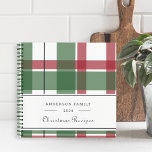 Classic Christmas Plaid Family Recipe Notebook<br><div class="desc">Custom-designed family recipe book for the holiday season featuring vintage classic style Christmas plaid design with personalised family name and year.</div>
