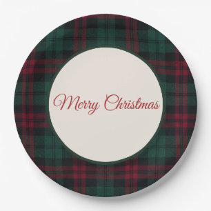 Classic Christmas Plaid Merry Christmas Paper Plate