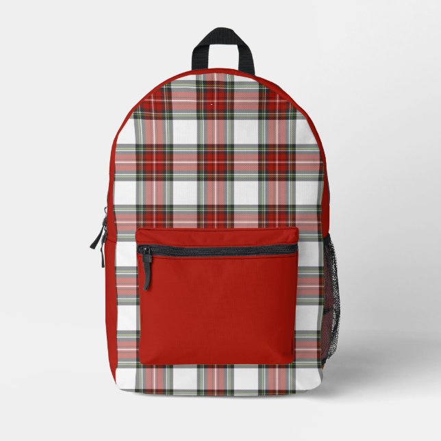 Classic Christmas Plaid Pattern Printed Backpack (Front)