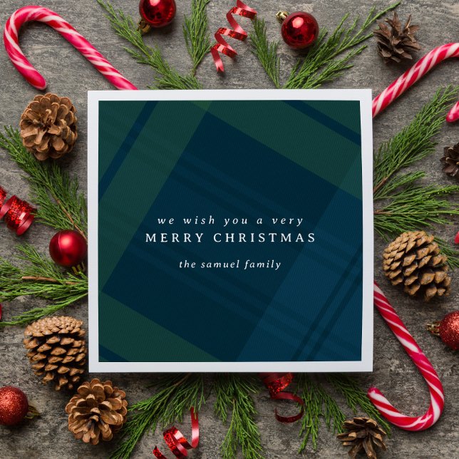 Classic Christmas plaid simple personalised Napkin (Creator Uploaded)