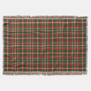 Classic Christmas Plaid Tartan Red Green Gold Throw Blanket