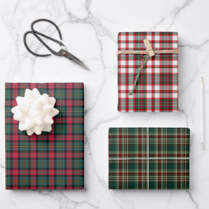 Classic Christmas Plaid Variety Wrapping Paper Sheet