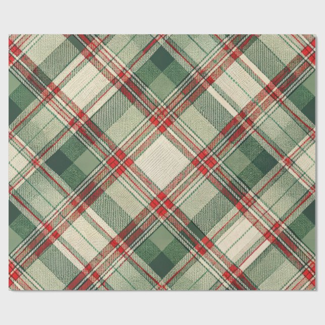 Classic Christmas Plaid Wrapping Paper (Flat)