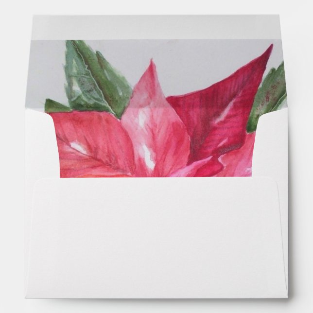 CLASSIC CHRISTMAS  POINSETTIA FLOWER PEACEFUL JOY ENVELOPE (Back (Bottom))