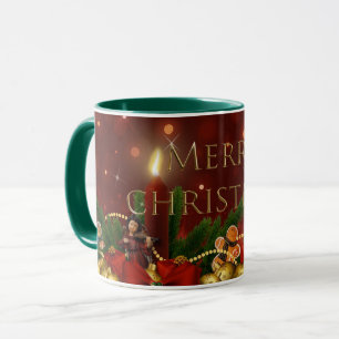 Classic Christmas Red and Gold Candle Decorations Mug
