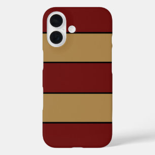 Classic Christmas Red And Gold Stripes iPhone 16 Case