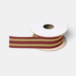 Classic Christmas Red And Gold Stripes Satin Ribbon