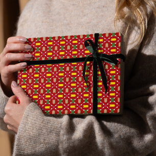 Classic Christmas Red and Green Geometric Seamless Wrapping Paper