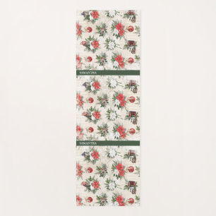Classic Christmas red and white poinsettia flowers Yoga Mat