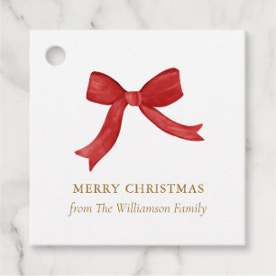 Classic Christmas Red Bow Personalised Gift From Favour Tags