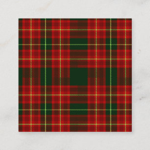 Classic Christmas Red Green Tartan Plaid Seamless  Square Business Card