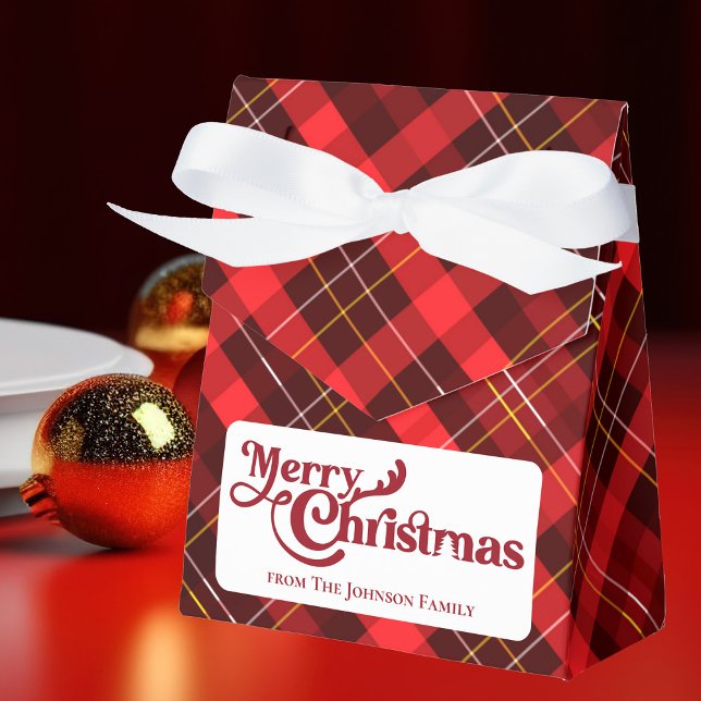 Classic Christmas Red Plaid Tartan Holiday Party Favour Box (Creator Uploaded)