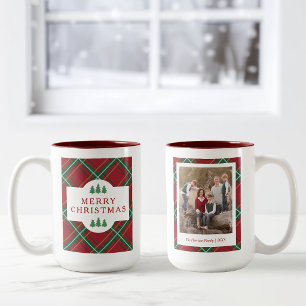Classic Christmas Red Plaid Tree 15oz Mug