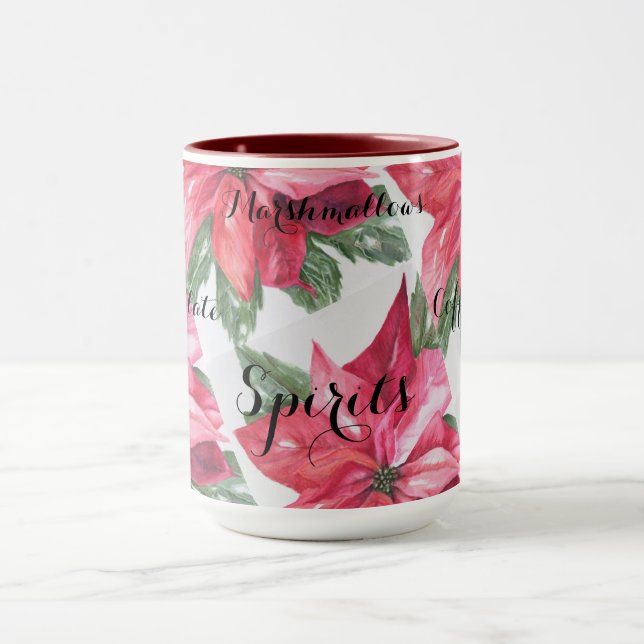 CLASSIC CHRISTMAS RED POINSETTIA FLOWER MUG (Center)