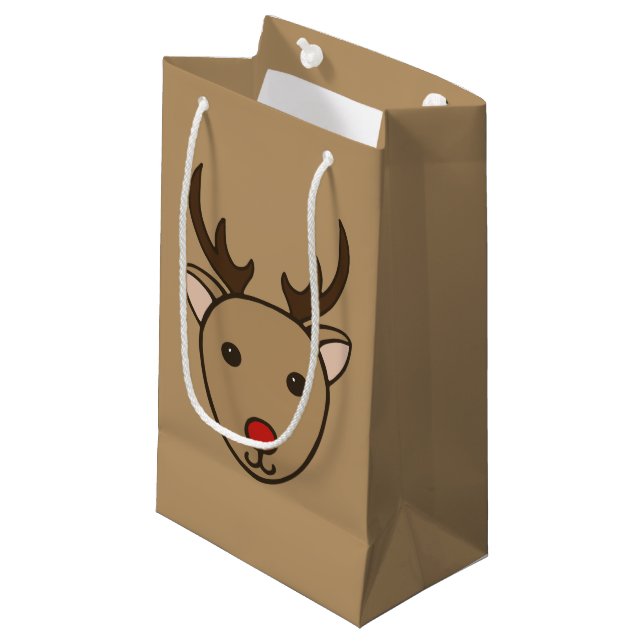Classic Christmas Reindeer Gift Bag (Front Angled)