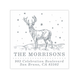 Classic Christmas Reindeer Name & Return Address Self-inking Stamp