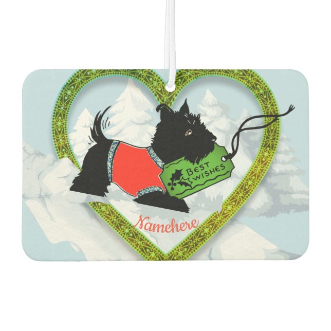 Classic Christmas, Retro Scotty Dog, Air Freshener (Front)