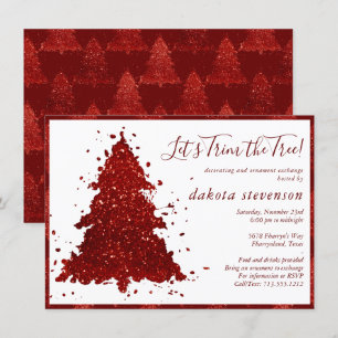 Classic Christmas   Rich Crimson Tree Trim Party Holiday Card