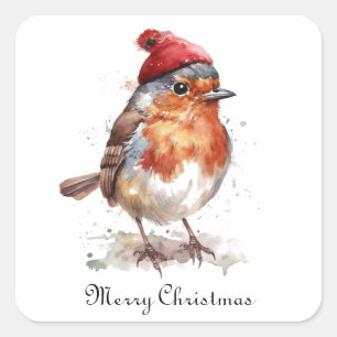 Classic Christmas Robin, custom  Square Sticker