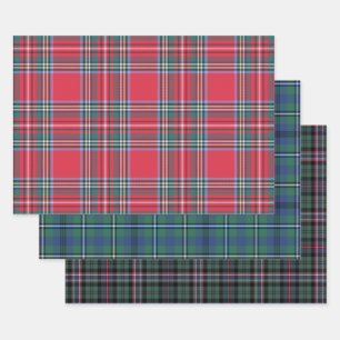 Classic Christmas Scottish Tartan Plaid Trio Wrapping Paper Sheet