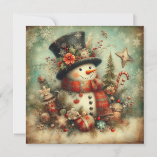 Classic Christmas Snowman Greeting Card