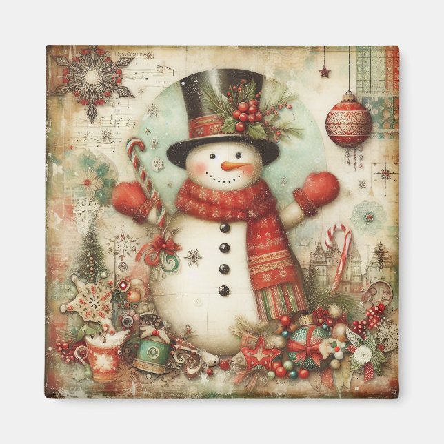 Classic Christmas Snowman Magnet (Front)