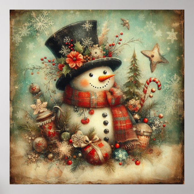 Classic Christmas Snowman Poster (Front)