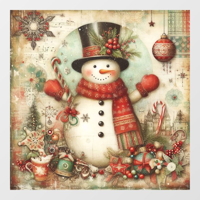 Classic Christmas Snowman Window Cling (Sheet)